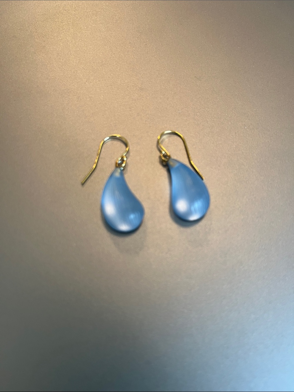 Alexis Bittar Signed Blue Lucite Teardrop Dangle Earrings - Picture 3 of 3